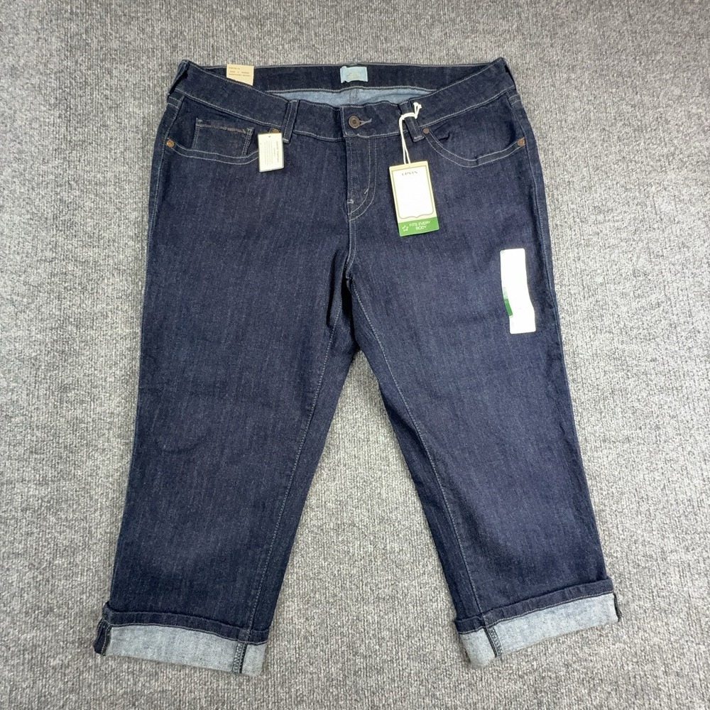 Y2k Levi's 542 Capri Jeans Womens 20W Plus Dark Wash Blue Stretch Denim Pants